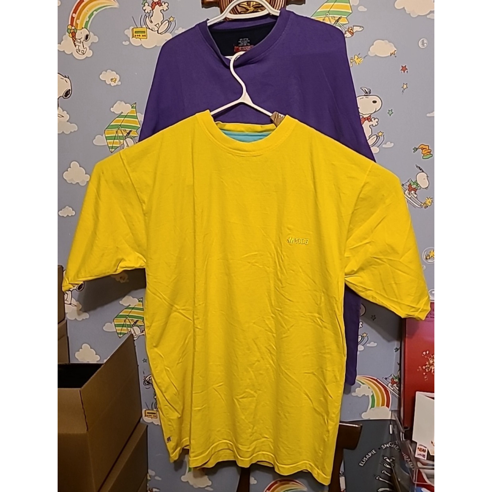 Two Vintage Y2K Mecca Embroidered Shirts Size XXL Yellow Purple Made In Pakistan